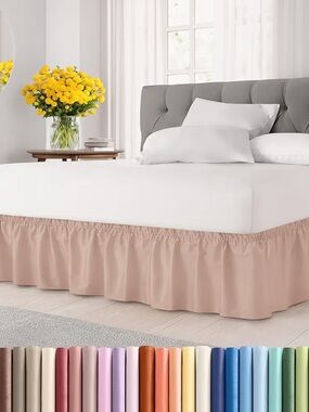 Wrap-Around Bed Skirt Brushed Microfiber 15” Drop Wrinkle-Free MAUVE - KING